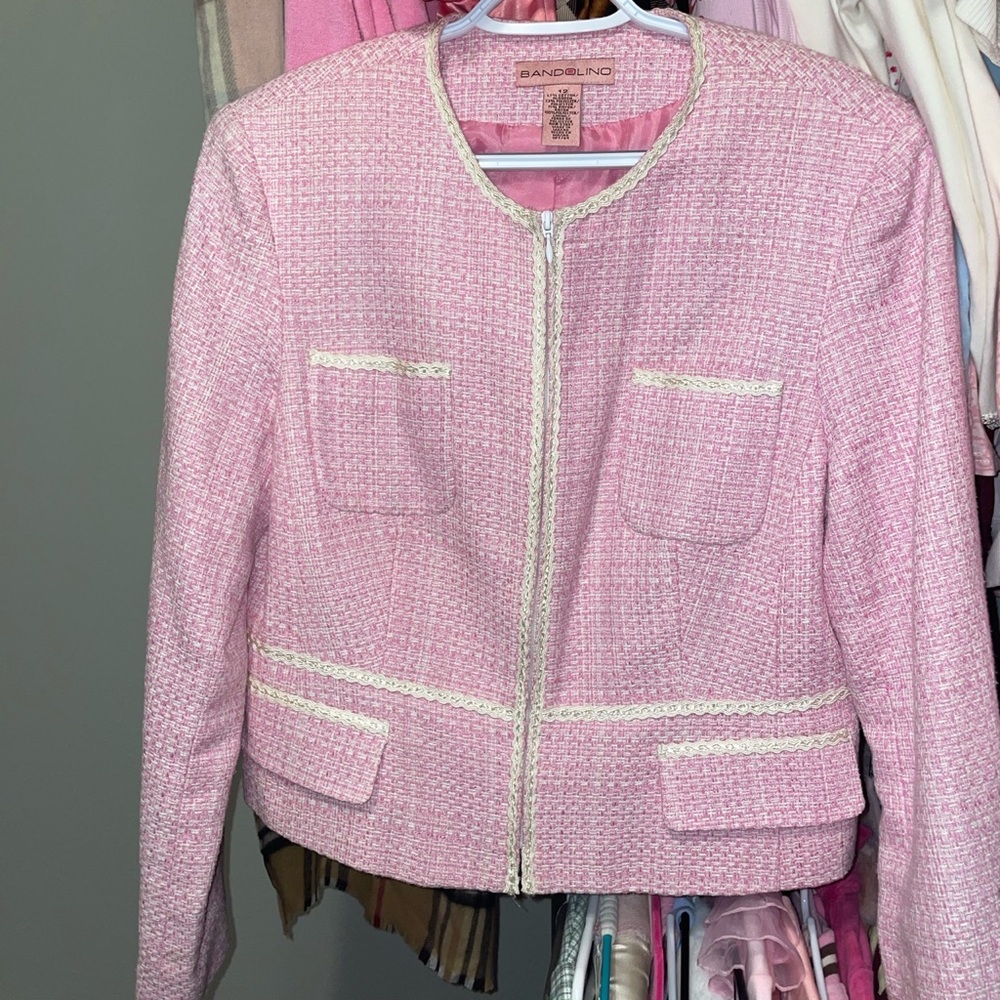 Light pink tweed dress jacket